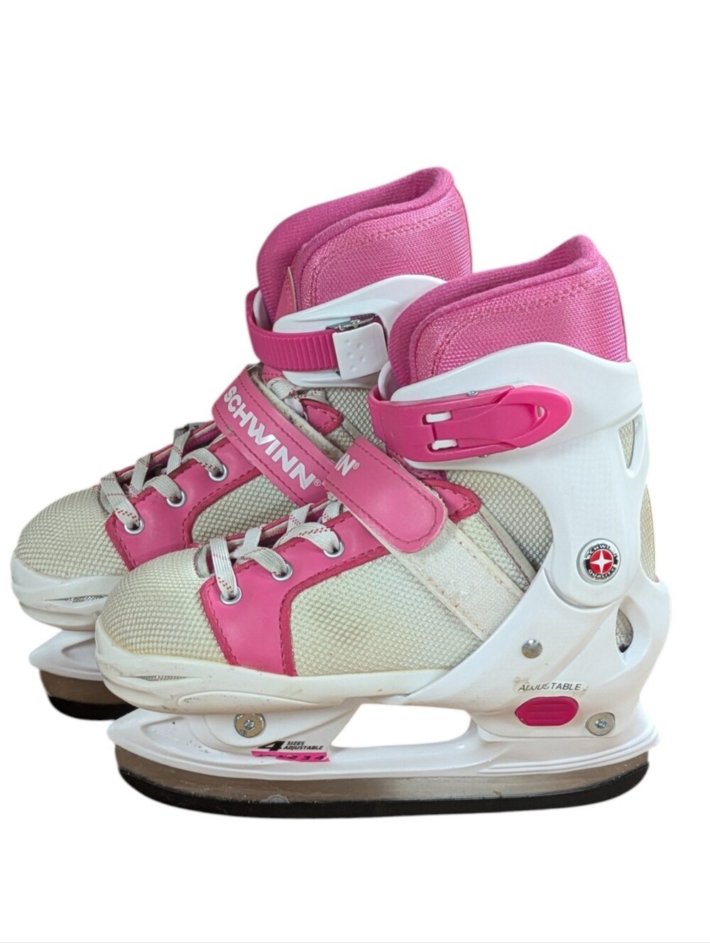 Schwinn Adjustable Youth Ice Skates Pink and White Size Y12-2